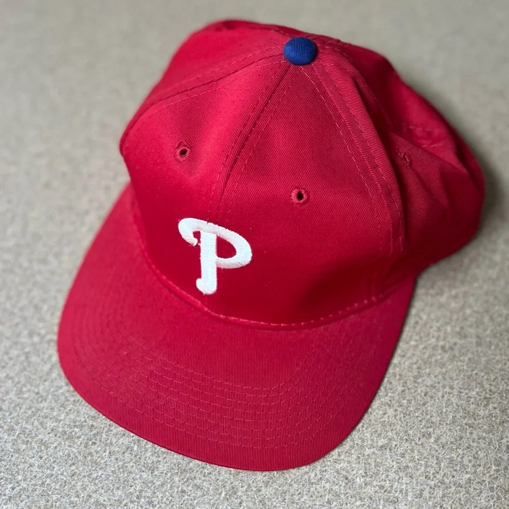 Vintage 90s Philadelphia Phillies Baseball Snapback Red Cap - Picture 3 of 8